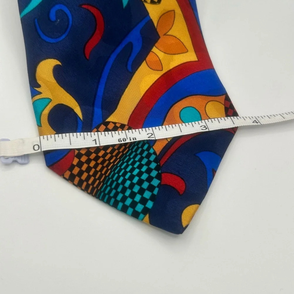 Missoni Cravatte Italy Mens Silk Tie Abstract Geometric Multi Color Vintage 90s